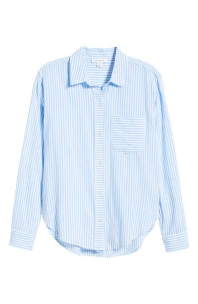 Beachlunchlounge Campbell Directional Stripe Long Sleeve Cotton Blend Button-up Shirt In Blue