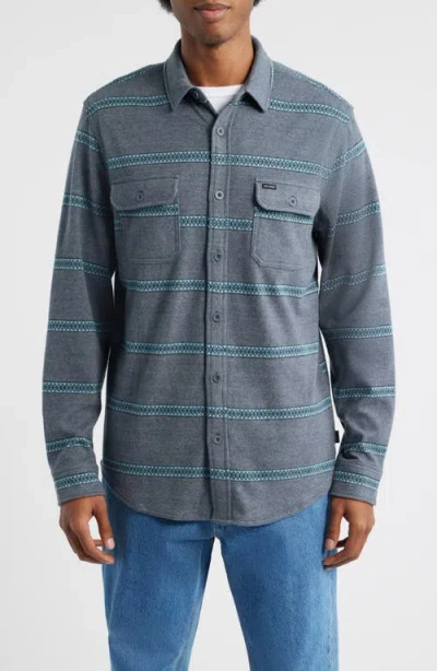 Rip Curl Grid Stretch Fleece Button-up Shirt In Blue