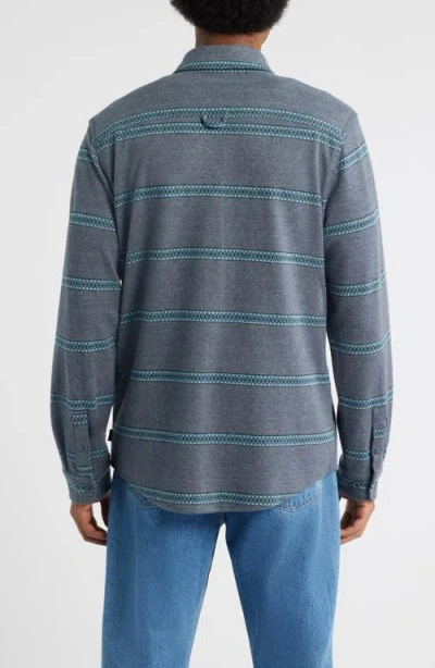 Rip Curl Grid Stretch Fleece Button-up Shirt In Blue
