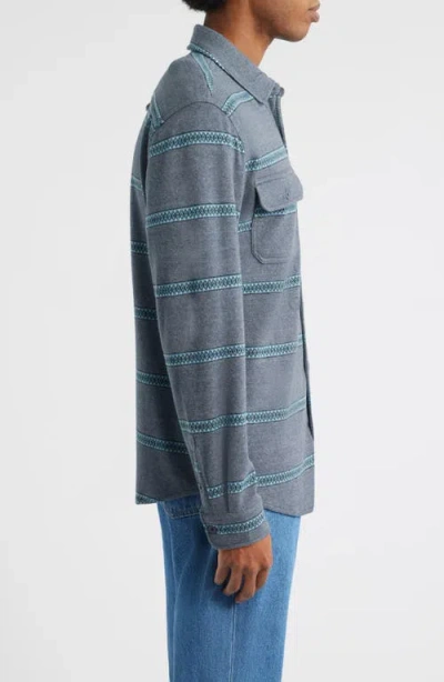 Rip Curl Grid Stretch Fleece Button-up Shirt In Blue