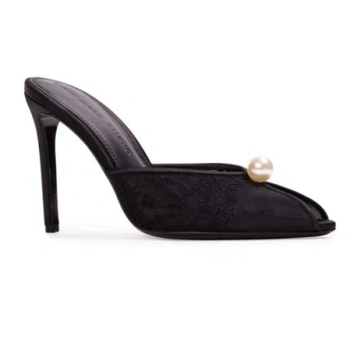 Black Suede Studio Debby 100 Mesh Mule In Black