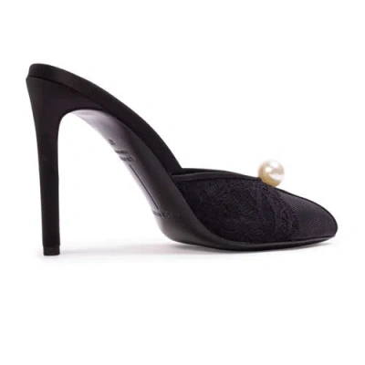 Black Suede Studio Debby 100 Mesh Mule In Black