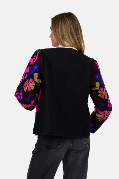 Raffya Halen Quilted Embroidered Jacket In Blue