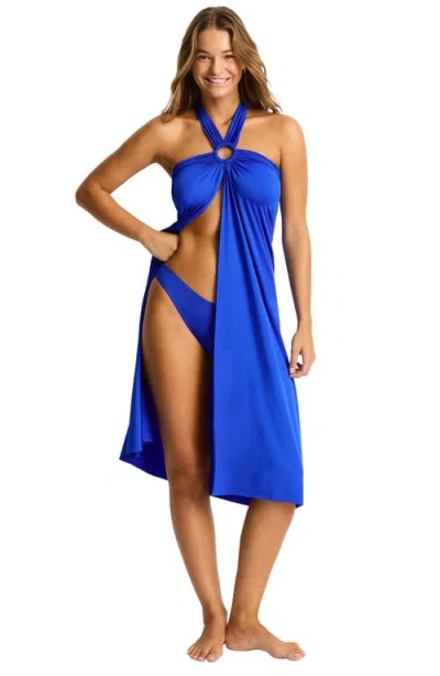 Sea Level Mythos Ring Detail Cover-up Maxi Skirt In Blue