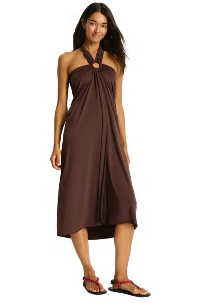 Sea Level Mythos Ring Detail Cover-up Maxi Skirt In Brown