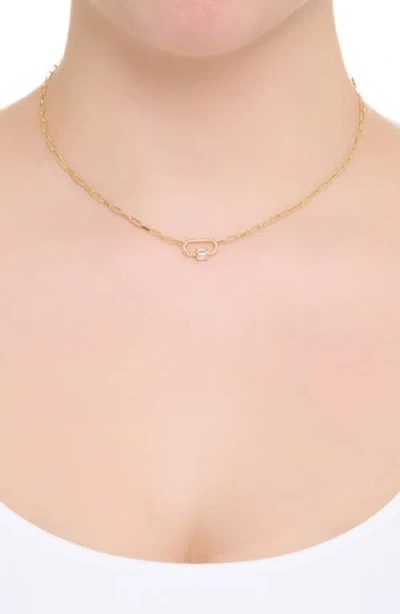 Athra Luxe Baguette Rope Link Pendant Necklace In Gold