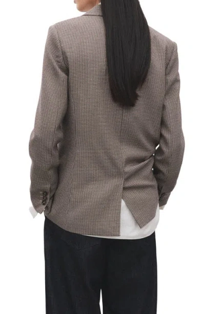 Mango Charlotte Houndstooth Microcheck Double Breasted Blazer In Gray