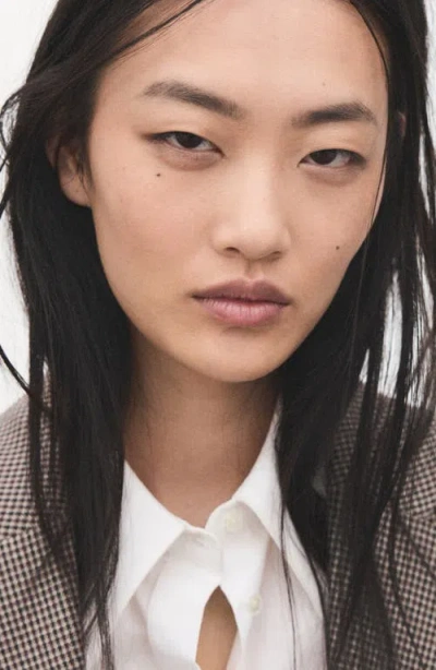 Mango Charlotte Houndstooth Microcheck Double Breasted Blazer In Gray