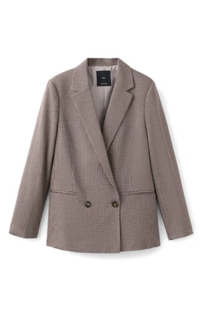 Mango Charlotte Houndstooth Microcheck Double Breasted Blazer In Gray