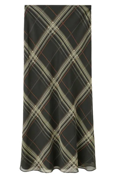 Mango Mini Check Maxi Skirt In Black