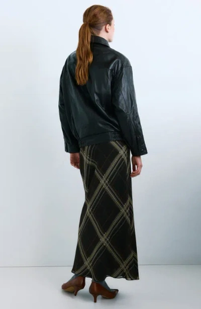 Mango Mini Check Maxi Skirt In Black