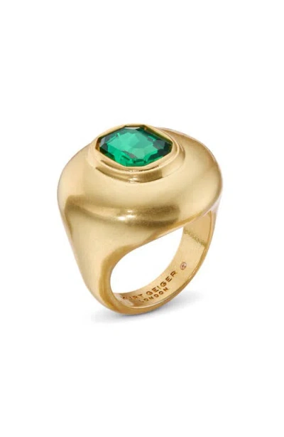 Kurt Geiger London Crystal Button Cocktail Ring In Gold