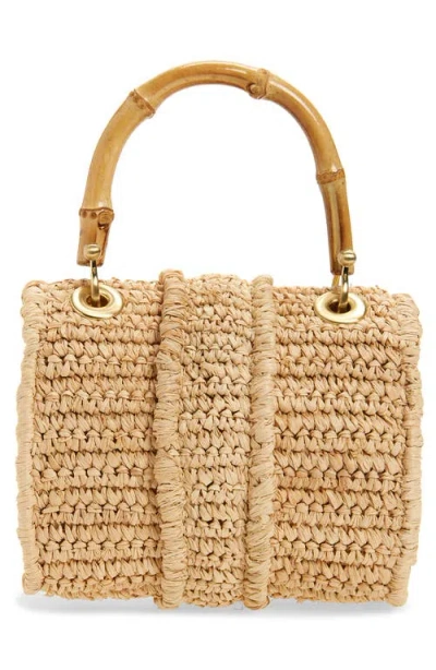 Pamela Munson The Avis Mini Raffia Shoulder Bag In Brown