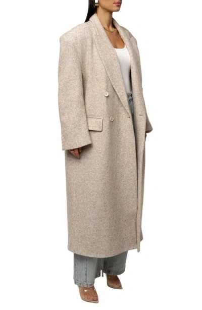 Jluxlabel Double Breasted Wool Blend Coat In White