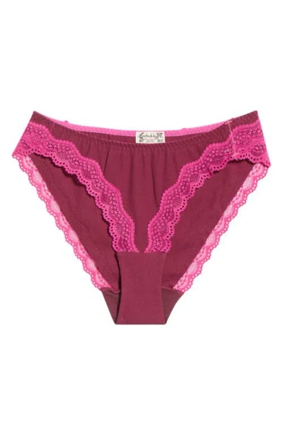 Free People Oh My Darling Lace Trim Cotton Blend Bikini Briefs In Pink