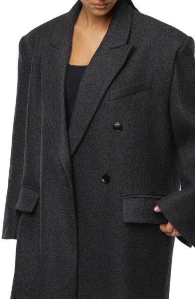 Jluxlabel Double Breasted Wool Blend Coat In Black