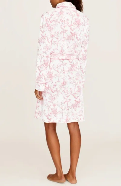 Petite Plume Print Pima Cotton Robe In White