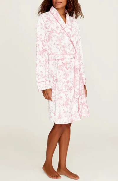 Petite Plume Print Pima Cotton Robe In White