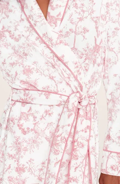 Petite Plume Print Pima Cotton Robe In White