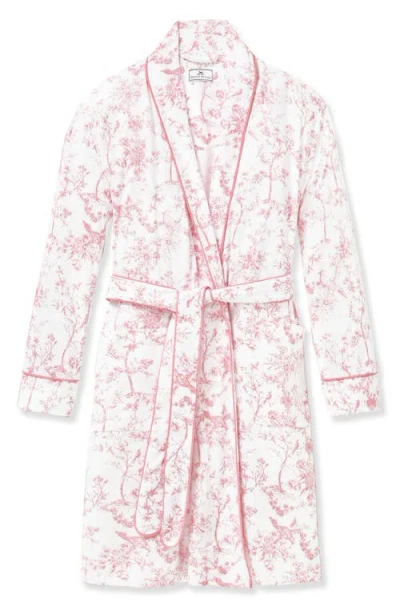 Petite Plume Print Pima Cotton Robe In White