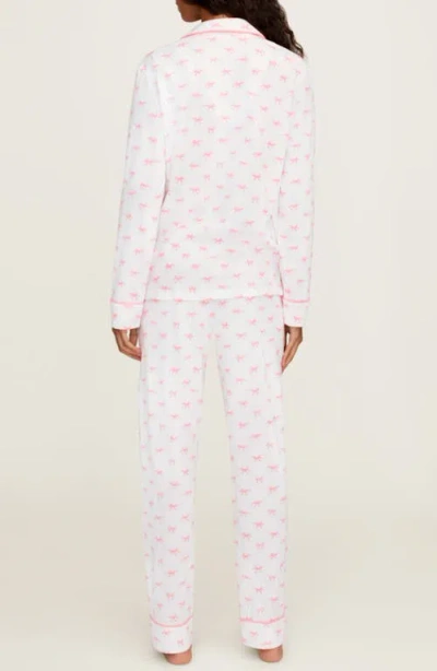 Petite Plume Pima Cotton Jersey Long Pajamas In Pink