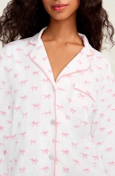 Petite Plume Pima Cotton Jersey Long Pajamas In Pink