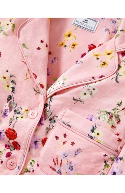 Petite Plume Pima Cotton Jersey Long Pajamas In Pink
