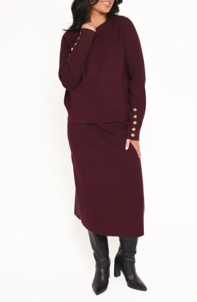 Petal And Pup Petal & Pup Bridget Rib Sweater & Midi Set In Burgundy