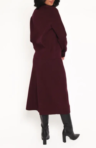 Petal And Pup Petal & Pup Bridget Rib Sweater & Midi Set In Burgundy