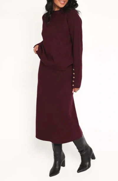 Petal And Pup Petal & Pup Bridget Rib Sweater & Midi Set In Burgundy