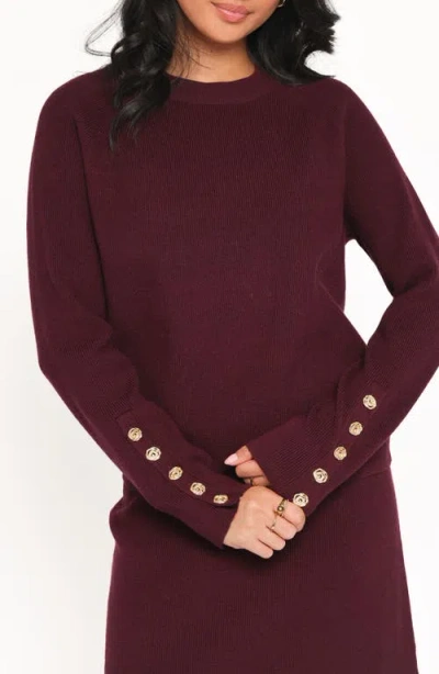 Petal And Pup Petal & Pup Bridget Rib Sweater & Midi Set In Burgundy