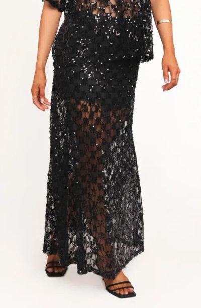 Petal And Pup Petal & Pup Yonder Sequin Lace Maxi Skirt In Black