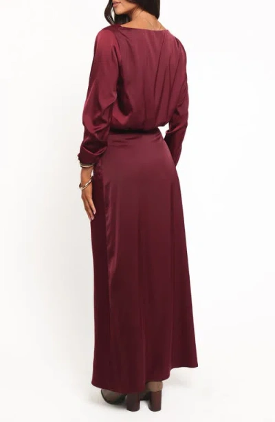 Petal And Pup Petal & Pup Catherine Satin Crop Top & Maxi Skirt Set In Burgundy
