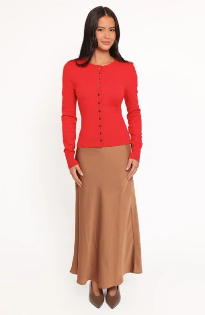 Petal And Pup Petal & Pup Walsh Scallop Trim Cardigan In Red
