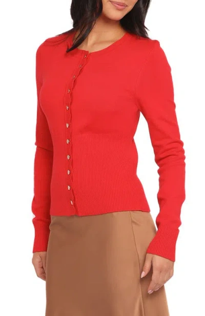 Petal And Pup Petal & Pup Walsh Scallop Trim Cardigan In Red