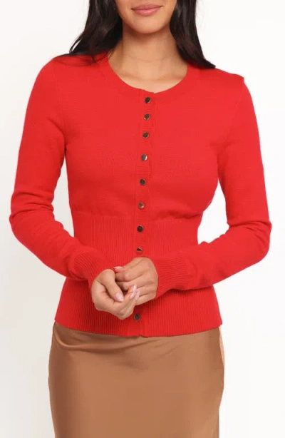 Petal And Pup Petal & Pup Walsh Scallop Trim Cardigan In Red