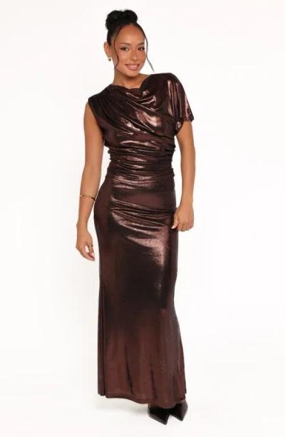 Petal And Pup Petal & Pup Velman Metallic Maxi Skirt In Brown