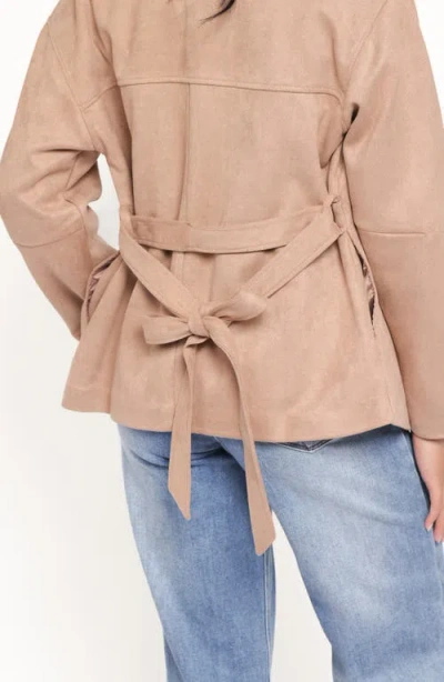 Petal And Pup Petal & Pup Nelly Crop Faux Suede Trench Coat In Neutral
