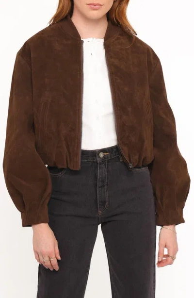 Petal And Pup Petal & Pup Goldie Faux Suede Bomber Jacket In Brown