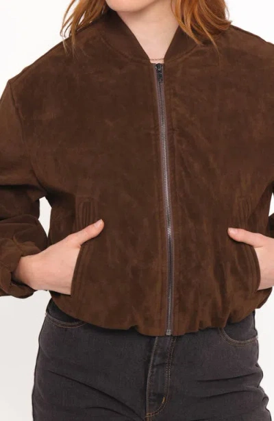 Petal And Pup Petal & Pup Goldie Faux Suede Bomber Jacket In Brown