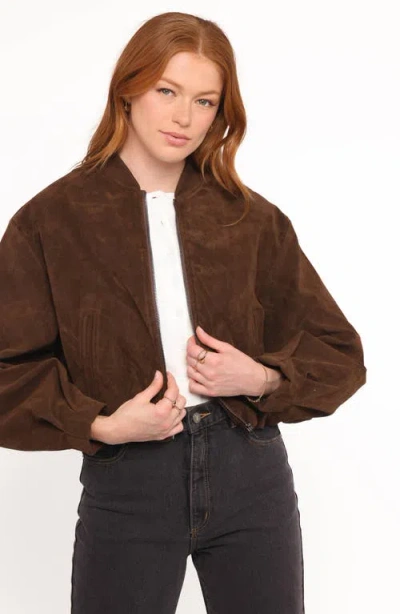 Petal And Pup Petal & Pup Goldie Faux Suede Bomber Jacket In Brown