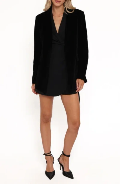 Petal And Pup Petal & Pup Clive One-button Velvet Blazer In Black