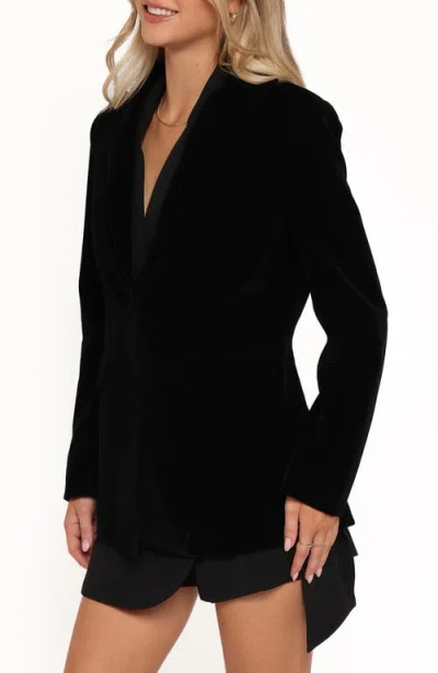 Petal And Pup Petal & Pup Clive One-button Velvet Blazer In Black