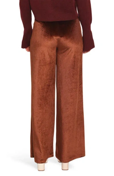 Petal And Pup Petal & Pup Riley Stretch Velvet Wide Leg Pants In Brown