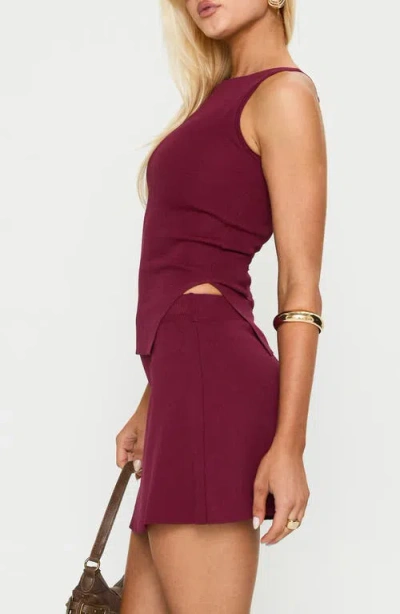 Princess Polly So Alluring Knit Tank & Miniskirt Set In Burgundy