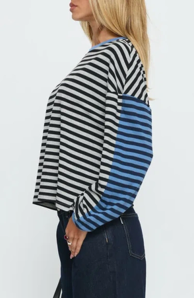 Princess Polly Taysha Cotton Rich Crew Neck Drop Shoulder Long Sleeve Top In Multi