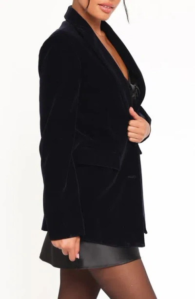 Petal And Pup Petal & Pup Clive One-button Velvet Blazer In Black