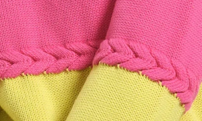 Isaac Mizrahi New York Braid Accent Colorblock Cotton Crewneck Sweater In Multi