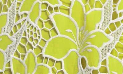 Isaac Mizrahi New York Floral Lace Eyelet Swing Shirtdress In Yellow