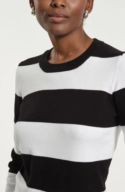 Isaac Mizrahi New York Stripe Crewneck Sweater In Multi
